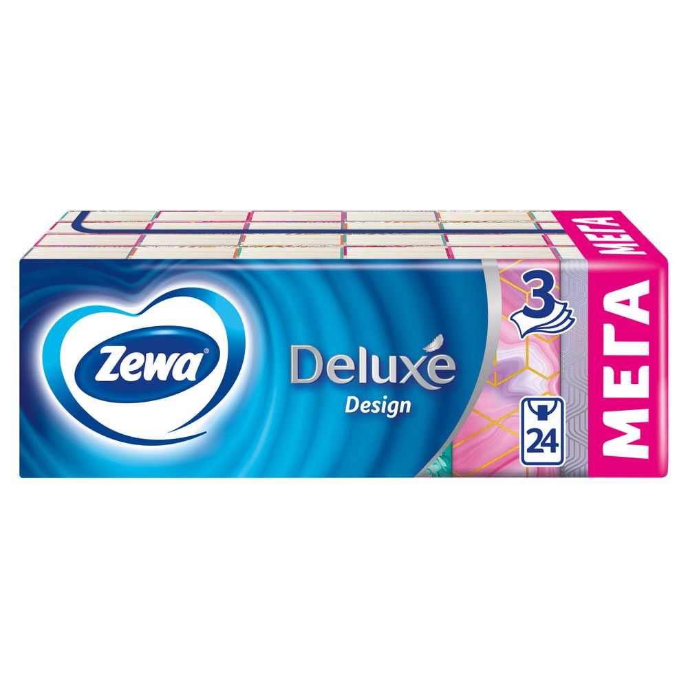 Zewa носовые платочки deluxe дизайн 3 х слойные 1 шт =1 пачка 1 уп по 24 платочков