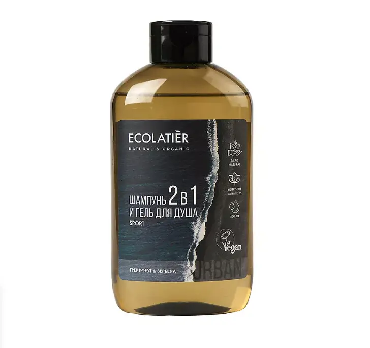 Ecolatier мужской гель для душа и шампунь 2 в 1 грейпфрут & вербена 600 мл