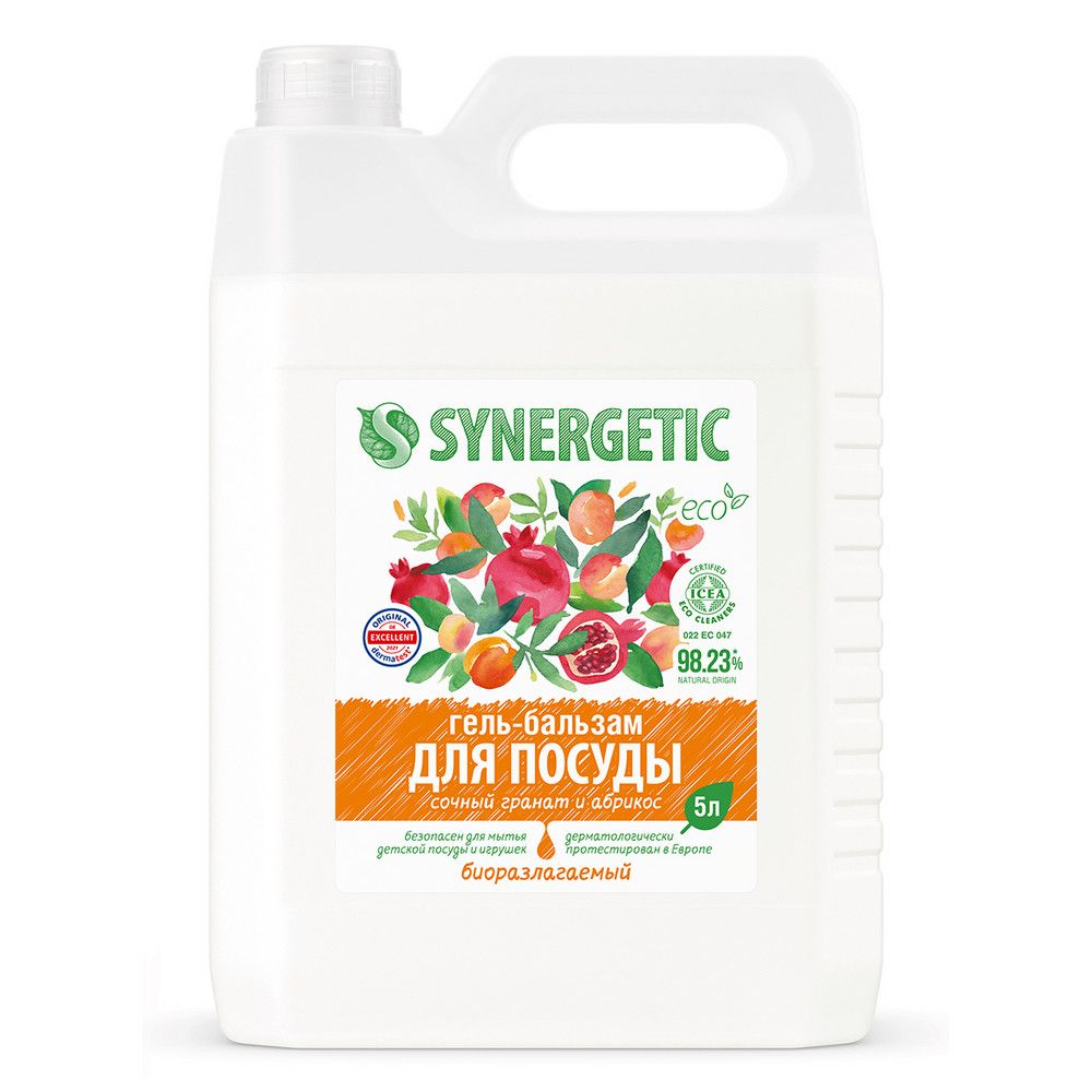 Synergetic биоразлагаемый гель бальзам для мытья посуды и детских игрушек сочный гранат и абрикос 5 л