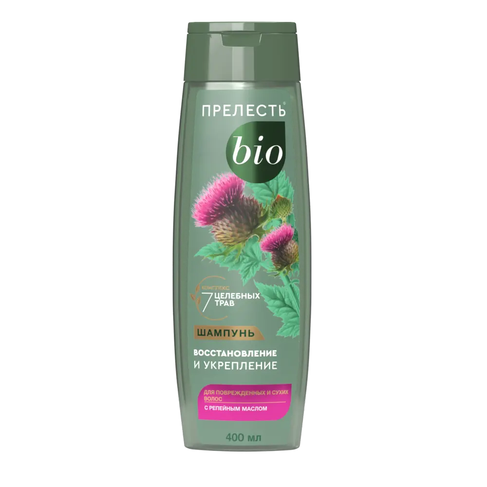 Прелесть Био шампунь восстановление и укрепление для поврежд и сухих волос с репейным маслом 400 мл