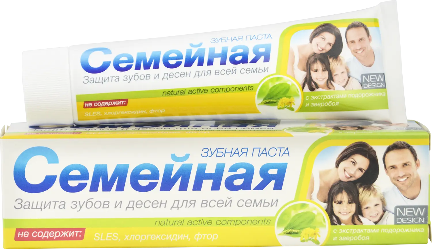 Семейная зубная паста с экстрактом подорожника и зверобоя 130 г