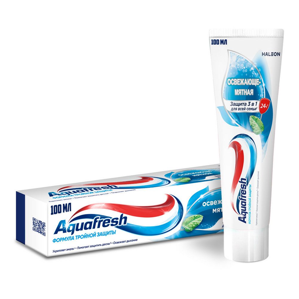 Aquafresh зубная паста освежающе мятная с фтором 100 мл