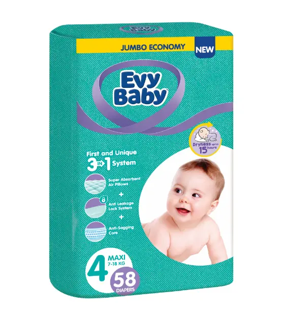 Evy Baby макси джумбо подгузники 7-18 кг 58 шт