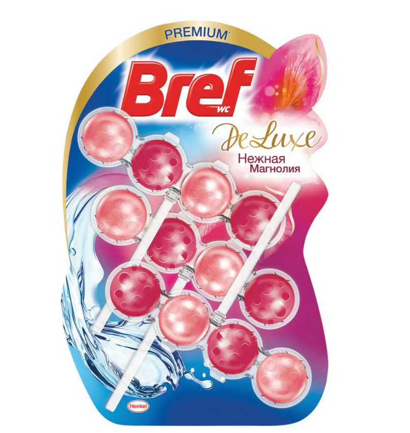 Bref делюкс туалетный блок нежная магнолия 50 г х 3 шт