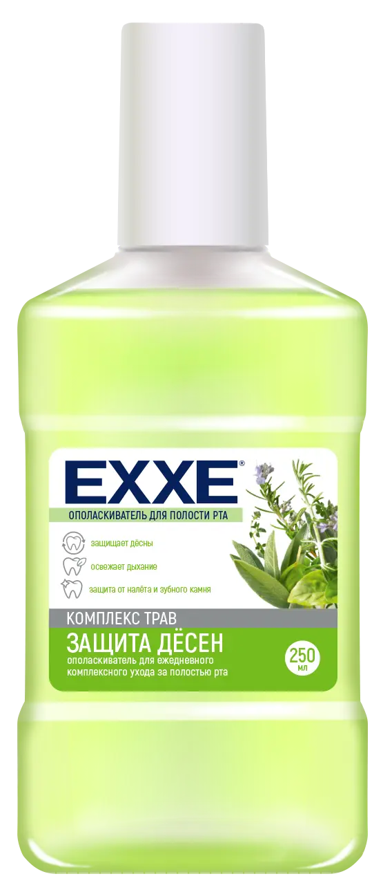 Exxe ополаскиватель полости рта защита десен зеленый 250 мл