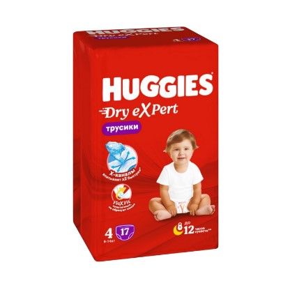 Huggies dry expert 4 l 9-14 кг трусики подгузники 17 шт