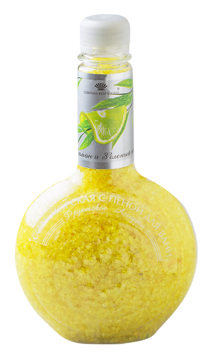 Фруктовое Ассорти соль для ванн лимон и зелёный чай банка 550 г