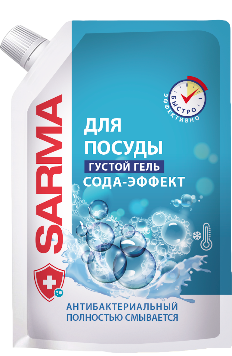 Sarma средство для посуды сода эффект дой пак 1л