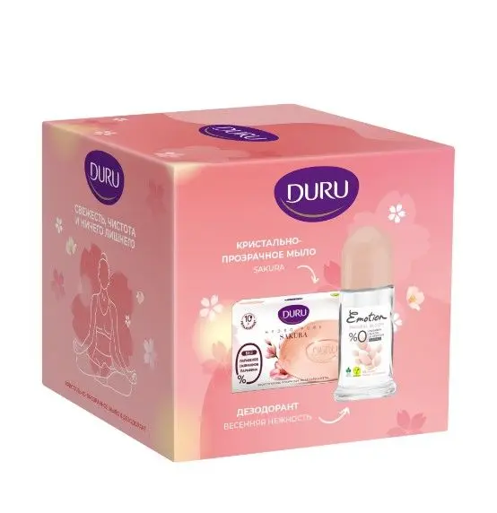 Duru подарочный набор emotion дезодорант 50 мл natural bloom + hydro pure мыло 106 г сакура