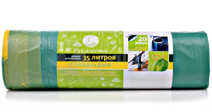 Русалочка мешки с завязками 35л 20 шт
