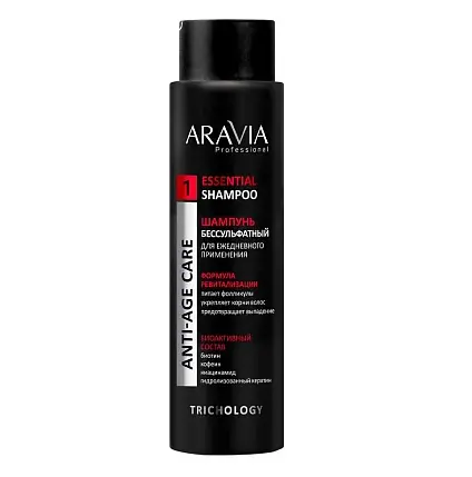 Aravia professional шампунь бессульфатный для ежедневного применения с биотином и кофеином 420 мл