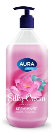 AURA крем мыло шелк и лотос silky cream флакон дозатор 1000мл