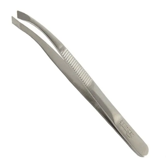 Solinberg пинцет для бровей полированный наклонное окончание изогнутое