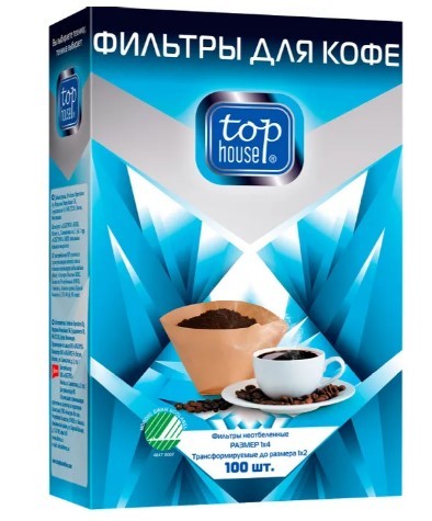 HOUSE фильтры для кофе неотбеленные размер 1х4 100 шт в коробке