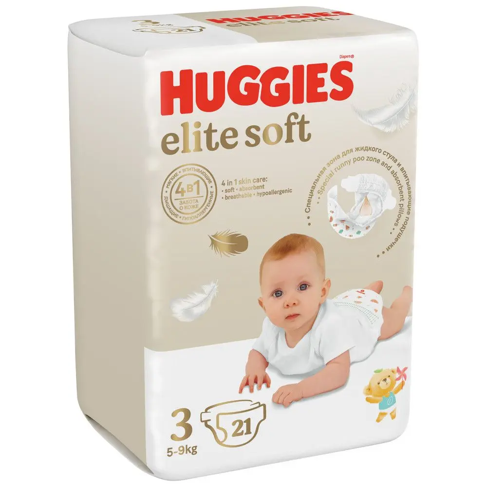Huggies Soft подгузники 5-9 кг 3 размер 21 шт
