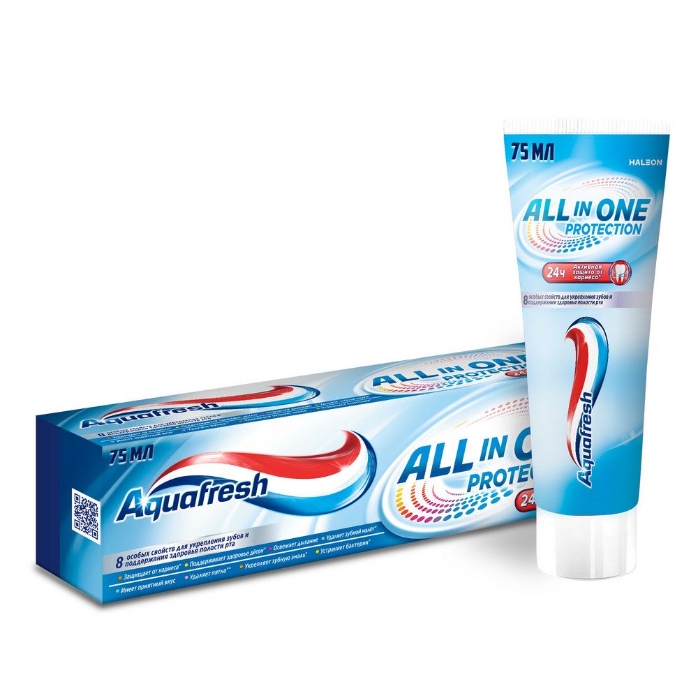 Aquafresh all in one protection Зубная паста с фтором 75 мл