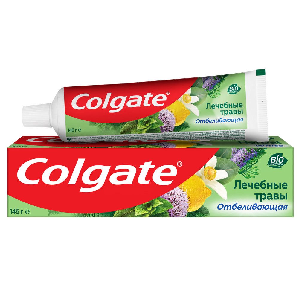 Colgate зубная паста лечебные травы отбеливающая с натуральными ингредиентами для здоровья зубов и десен и белоснежной улыбки 100 мл