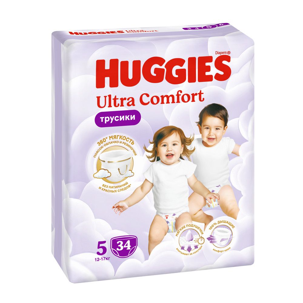 Huggies ultra comfort 5 12-17 кг трусики подгузники 34 шт