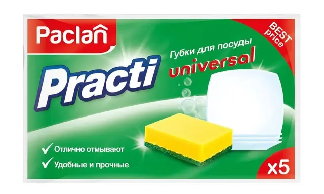 Paclan губки для посуды 5шт