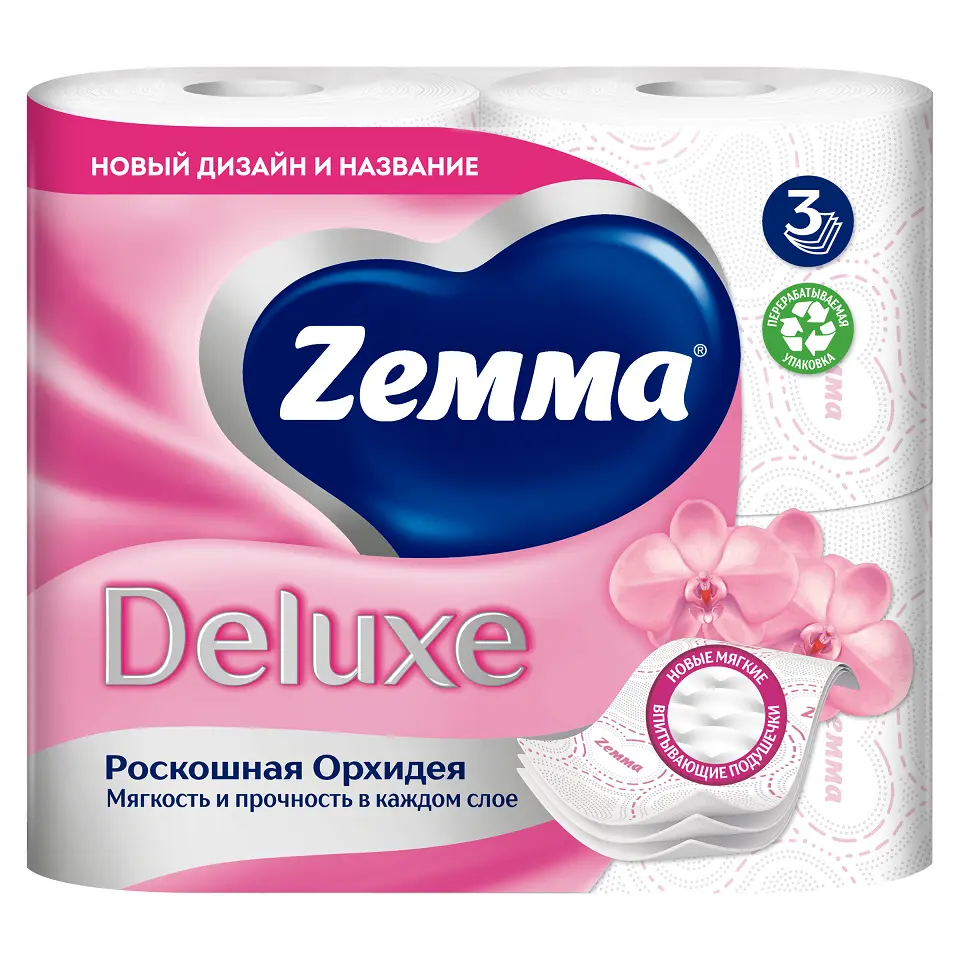 Zemma deluxe туалетная бумага роскошная орхидея 3 слоя 4 рулона