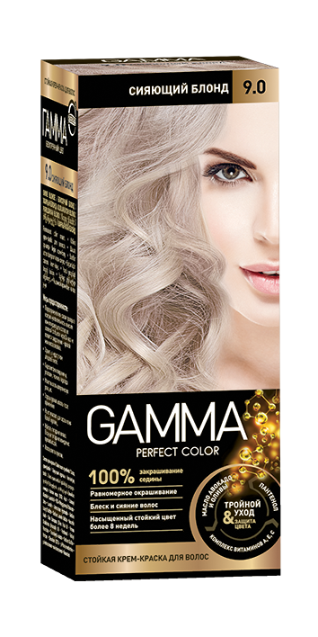 Gamma Perfect Hair стойкая крем краска тон 9.0 сияющий блонд