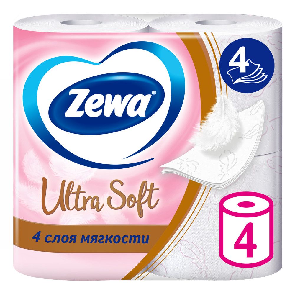 Zewa туалетная бумага ultra soft 4 х сл 4 рул