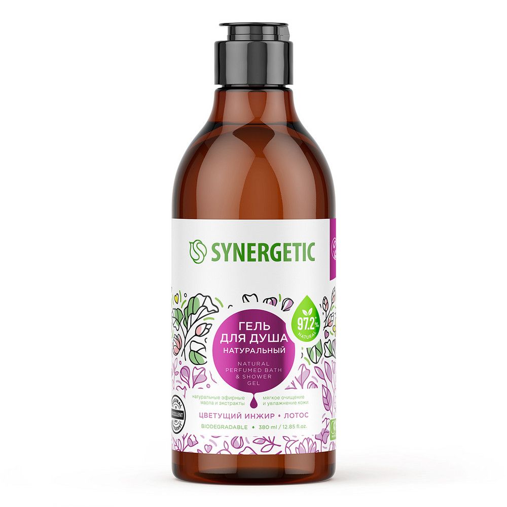 Synergetic гель для душа цветущий инжир и лотос 380 мл