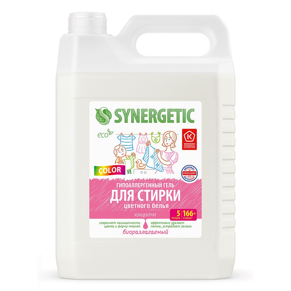 Synergetic биоразлагаемый концентрированный гель для стирки color 5 л