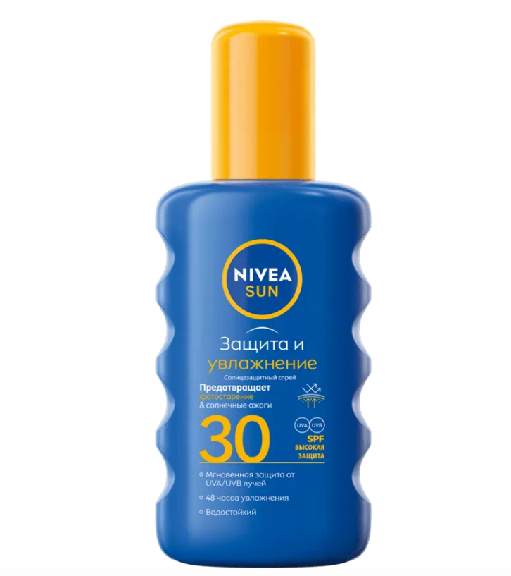 Nivea защита и увлажнение солнцезащитный спрей сзф 30 200 мл