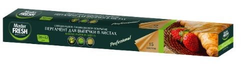 Master FRESH пергамент европейский в листах прямоугольный 38*42см 15листов коробка 1шт силиконизированный коричневый