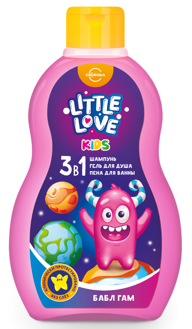 Little love шампунь гель для душа пена для ванны для детей 3 в1 бабл гам 400 мл