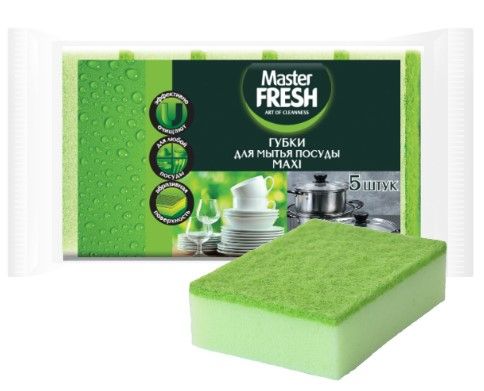 Master FRESH губки для мытья посуды maxi  5шт кор 36шт