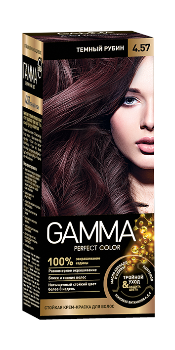 Gamma Perfect Hair стойкая крем краска тон 4.57 темный рубин