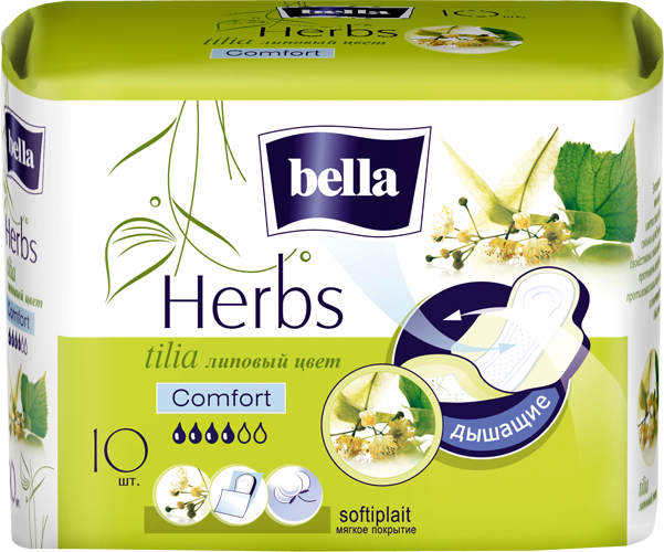 Прокладки BELLA HERBS Tilia softiplait с экстрактом липового цвета 10шт