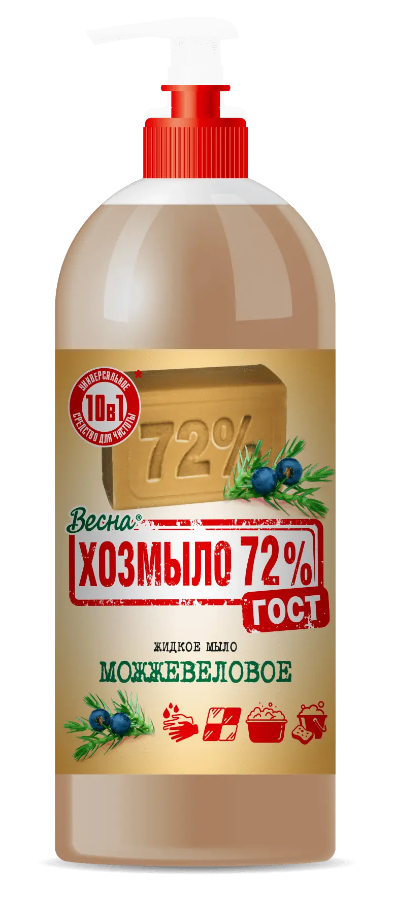 Весна хозмыло72% жидкое мыло 860 г