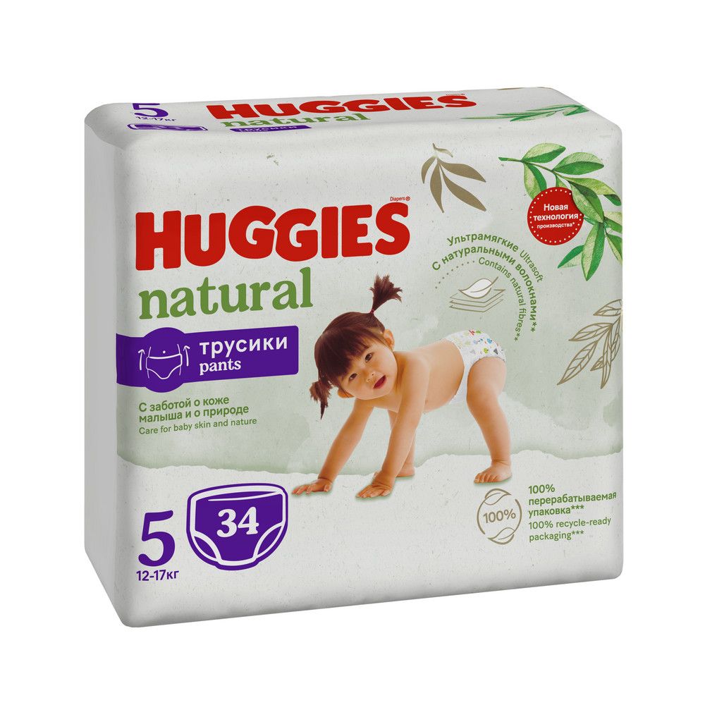 Huggies Natural подгузники трусики 12-17 кг 5 размер 34 шт