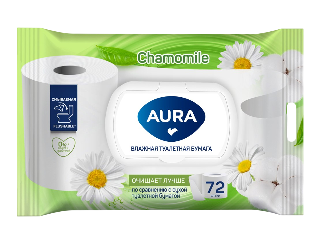Aura влажная бумага туалетная 72 шт