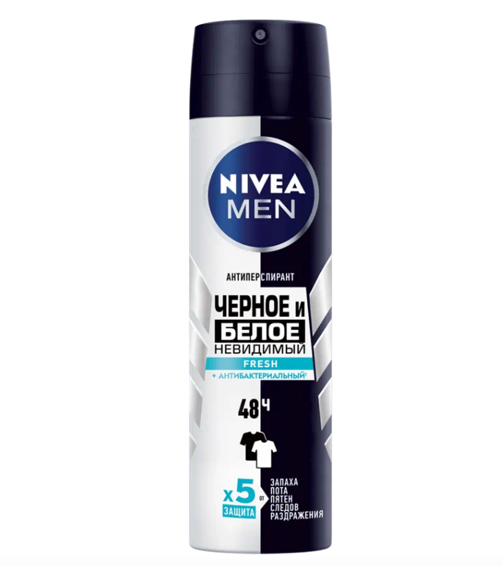 NIVEA део спрей мужской fresh невидимый для черного и белого 150 мл