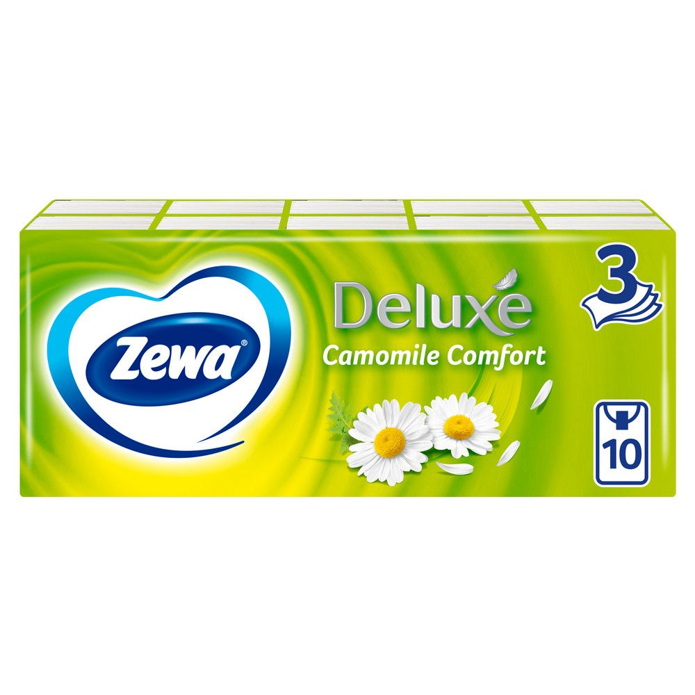 Zewa носовые платочки deluxe 3 х слойные ромашка 10 шт