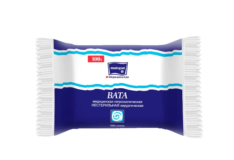 Вата хлопковая BELLA 100г, 100% хлопок в рулоне