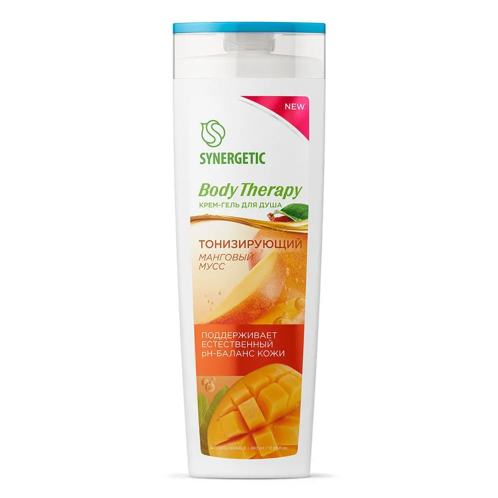 Synergetic body крем гель для душа манговый мусс 380 мл