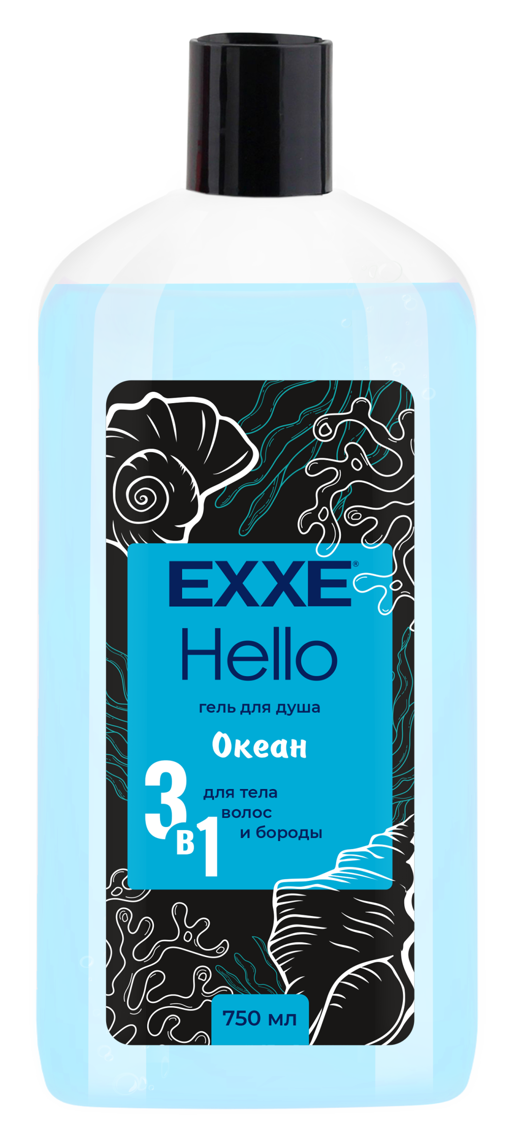 Exxe hello men гель для душа 3 в1 океан 750 мл