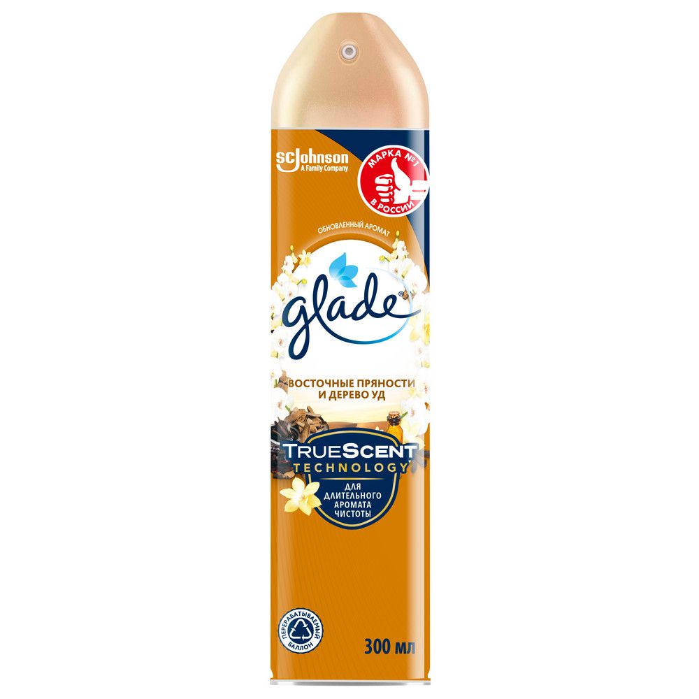 Glade освежитель воздуха аэрозоль восточные пяности и дерево уд 300 мл