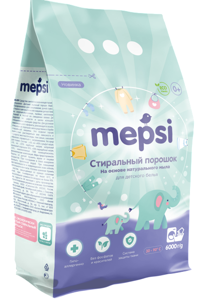 Mepsi стиральный порошок на основе натурального мыла для детского белья 6000 г