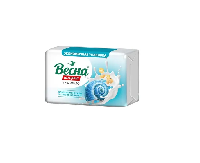 Весна ассорти крем мыло туалетное твердое морские минералы и соевое молочко 300 г