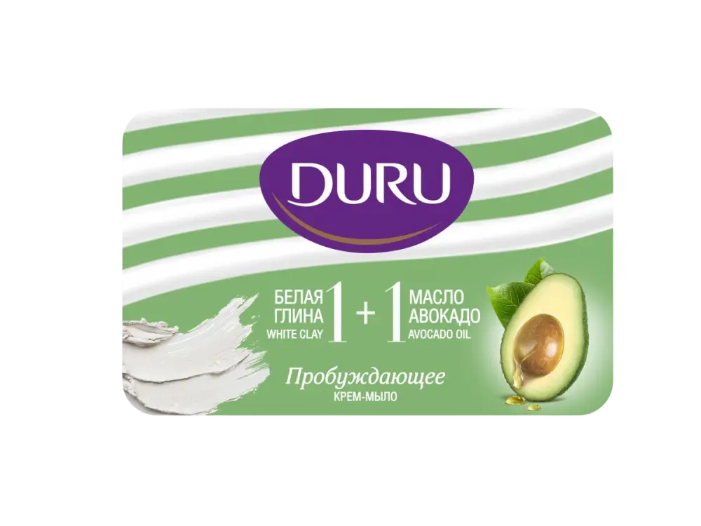 Duru 1+1 туалетное крем мыло белая глина и масло авокадо 80 г