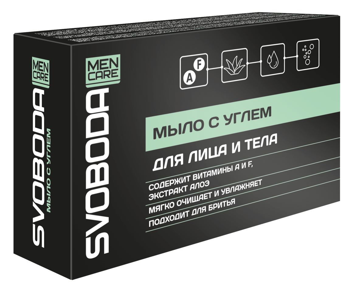 SVOBODA MEN CARE туалетное мыло твердое с углем 100 г