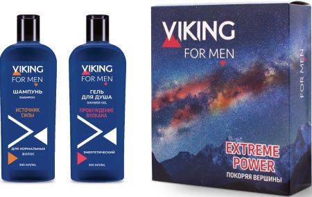 Подарочный набор викинг extreme power шампунь для нормальных волос power & strength 300 мл гель для душа пробуждение вулкана 300 мл