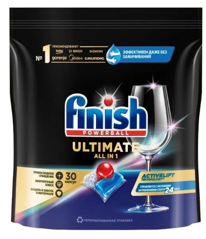 Finish капсулы для посудомоечный машин ultimate all in 1 30 шт