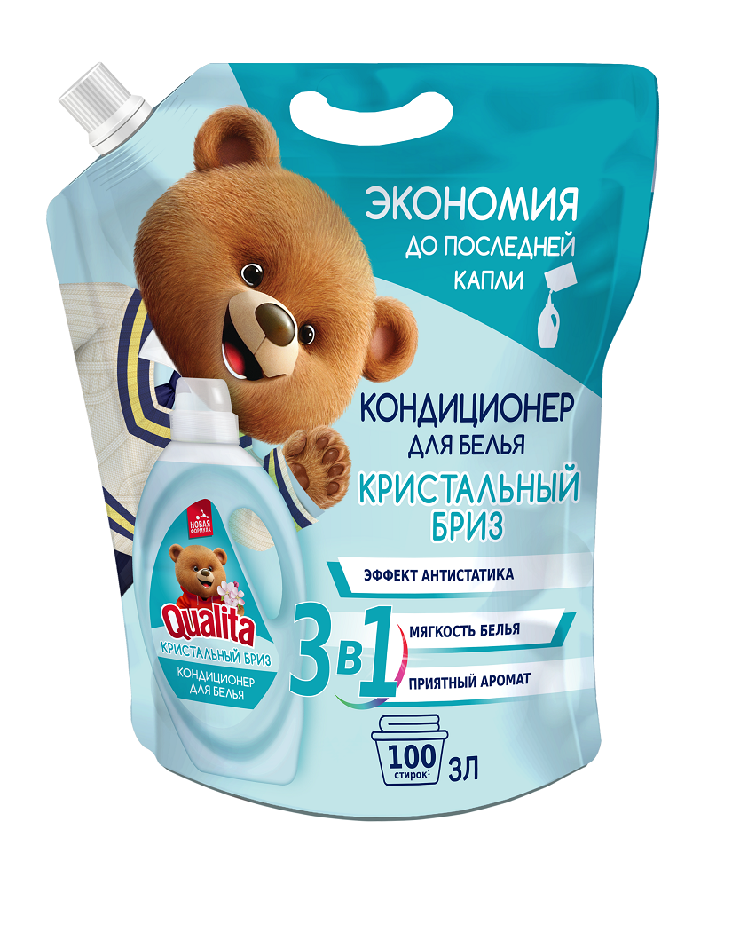 Qualita кондиционер для белья morning freshness дой пак 3000 мл